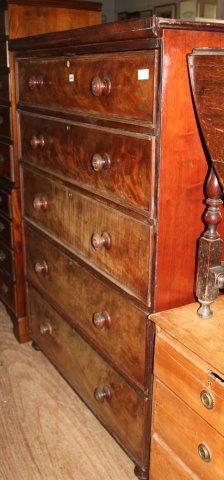 Large mahogany chest of 5 drawers